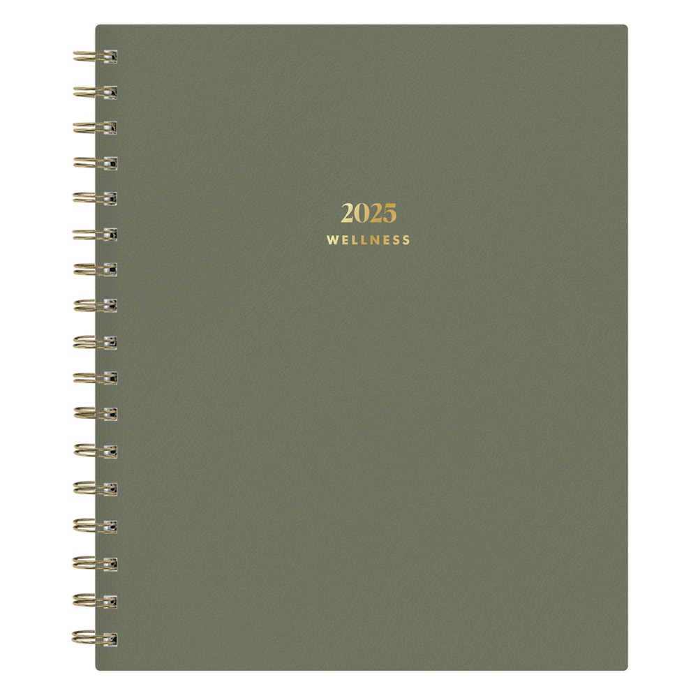 The Everygirl Wellness Planner January - December 2025 Faux Leather 7"x9" Weekly/Monthly Wirebound Olive