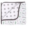 Bacati - Boys Soccer Muslin Green Gray 8 pc Crib Bedding Set with Long Rail Guard Cover - 2 of 4