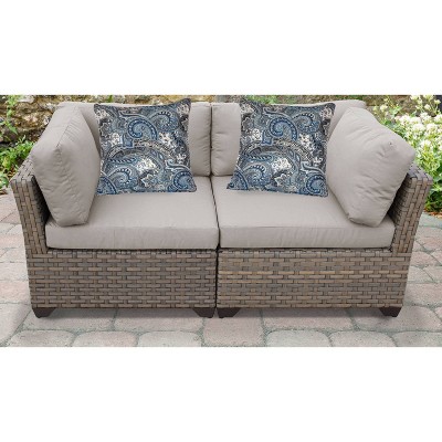 Monterey 2pc Outdoor Wicker Sectional Loveseat with Cushions - Beige - TK Classics