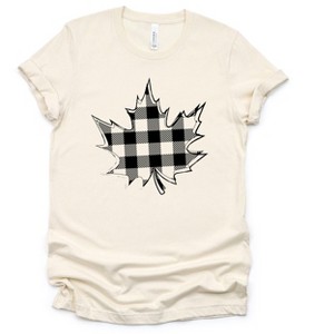 Simply Sage Market Women's Buffalo Plaid Leaf Short Sleeve Graphic Tee - 1 of 2