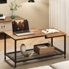 Coffee Table Industrial Living Room Table 2-Tier Rustic Center Table with Mesh Shelf Rectangle Storage Cocktail Table, Easy to Assemble, Rustic Brown - 3 of 4