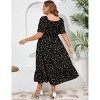 Plus Size Summer Dress for Women Square Neck Casual Boho A Line Maxi Dress - 4 of 4