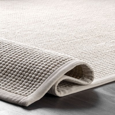 Ivory and Beige Reversible Wool Cotton 4' x 6' Area Rug