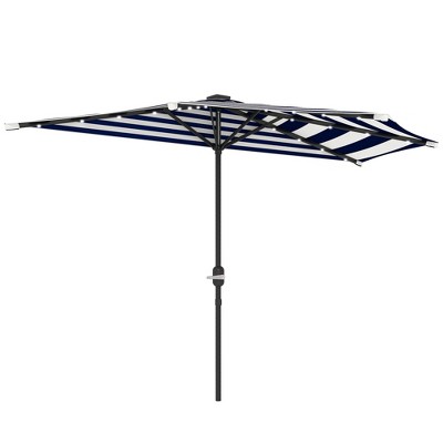 Outsunny Half Umbrella Outdoor Patio Umbrella, UPF 30+ Small Balcony Umbrella, Vented Tiltable Half Patio Umbrella with Crank 8 Ribs