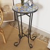 Syemin End Tables Patio Side Table with Shelf, Outdoor Round End Table with Weather Resistant Ceramic Tile Tabletop, Black, 14"*14"*23.25" - 4 of 4