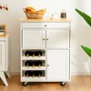 Costway Rolling Kitchen Island Serving Cart Storage Cabinet w/ Wine Rack - 4 of 4
