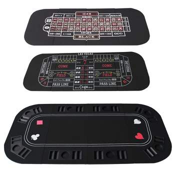 INO Design Portable Casino Texas Holdem Poker/Craps/Roulette Mat Tabletop Black