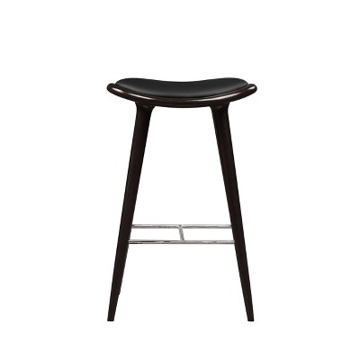 Lucio 28" Oval Backless Black Saddle Wood & Metal Barstool