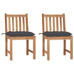 vidaXL Garden Chair Set of 2 Teak Solid Teak Wood, 100% Polyester Medium - 1 of 2