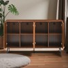 Mshliw Mid-Century Walnut Sideboard Buffet Cabinet with Geometric Carved Doors & Metal Legs, 59" Credenza for Living Room & Dining Room - 3 of 4