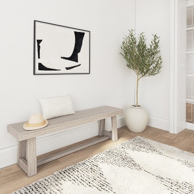 Seashell Wirebrush 60" Solid Pine Farmhouse Dining Bench