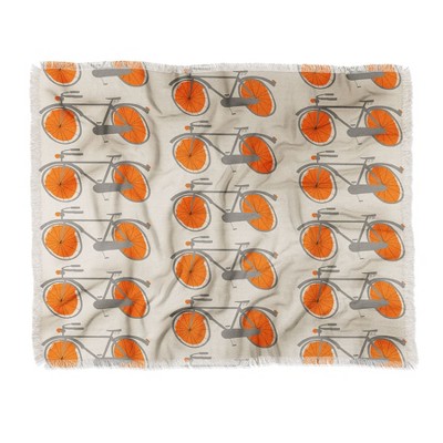 60"X50" Mummysam Bicycles Throw Blanket Orange - Deny Designs