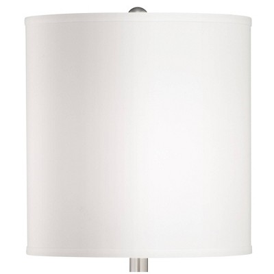 Tall Silver Gourd Table Lamps with White Drum Shades, Set of 2