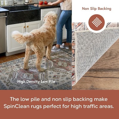 Rust Medallion Machine Washable Runner Rug