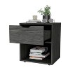 FM FURNITURE Elliott Nightstand with Elegant Drawer and Open Shelf, Ligth Gray - 3 of 4