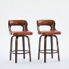 SEYNAR PU Leather 360 Degree Swivel Open Back Bar Stools Wood Legs Set of 4 - 3 of 4