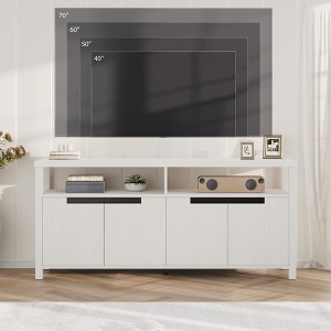 TV Stand for 70 Inch TV, 63 Inch Long Farmhouse Entertainment Center with Storage and Open Shelf, Modern Tall Media Console Table for Living Room - 1 of 4