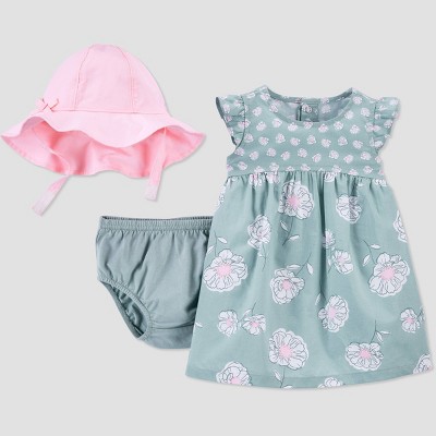 Carter's Just One You® Baby Girls' 2pc Floral Dress with Hat - Blue Newborn