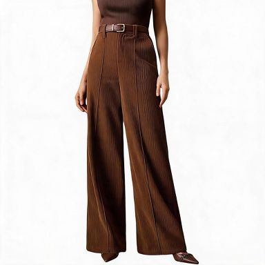 womens brown dress pants EadianDree Women High Waist Wide Leg Corduroy Trousers with Front Pleats for Office Daily Outfits,Coffee,XX Large 2 functional real side Color:Steel Gray Ladies pants Blue Evening Gown Hunter Green Sleeveless Maxi