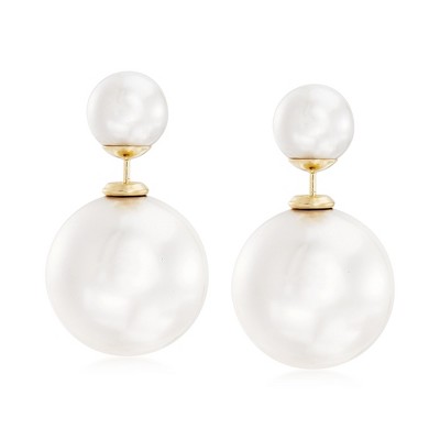 Ross-Simons 8-16mm Shell Pearl Front-Back Earrings in 14kt Yellow Gold