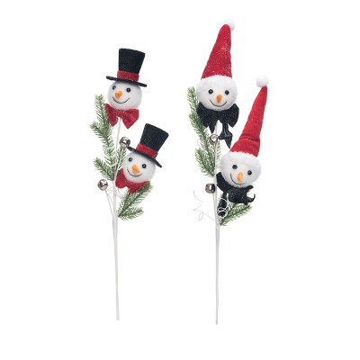 Transpac Foam Snowman Head Spray Set of 2 Christmas Home Decorations