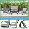 Tangkula 4PCS Furniture Set Outdoor Conversation Sofa w/ Tempered Glass Coffee Table Patio - 3 of 4