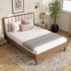 Kumasinova Queen Size Pine Wood Bed Frame,Upholstered Slatted Platform Bed Frame with Headboard,No Box Spring Required,400lbs Capacity,Wheat - 2 of 4