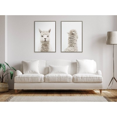 Set of 2 Gray Alpaca Canvas Art Prints
