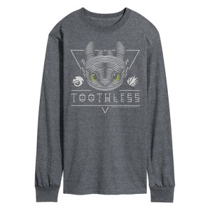 Men's - How to Train Your Dragon - Toothless Line Art Long Sleeve Graphic T-Shirt - 1 of 4