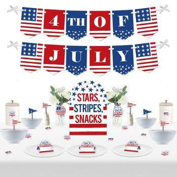 Big Dot of Happiness Stars & Stripes - DIY Patriotic Party Signs - Snack Bar Decorations Kit - 50 Pieces