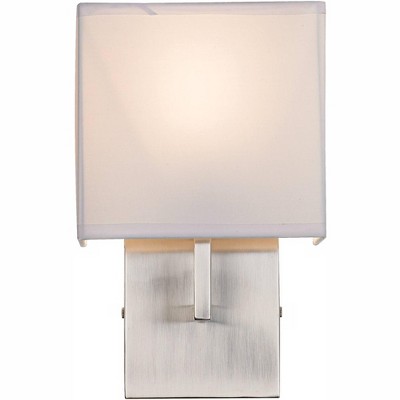Brushed Nickel Direct Wired 1-Light Dimmable Sconce with Fabric Shade