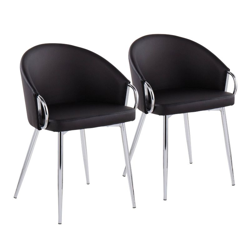 Set of 2 Claire Dining Chairs Chrome/Black - LumiSource, 1 of 14