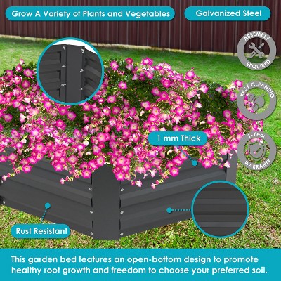 Hexagon Gray Galvanized Steel Raised Garden Bed
