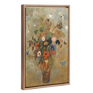 18"x24" Sylvie Beaded Still Life with Flowers Framed Canvas by The Art Institute of Chicago Gold - Kate & Laurel All Things Decor - 1 of 4