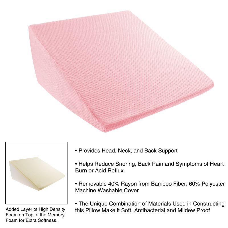 Hastings Home High Wedge Pillow for Sleeping with Snoring, Back Pain, and Acid Reflux, 2 of 9