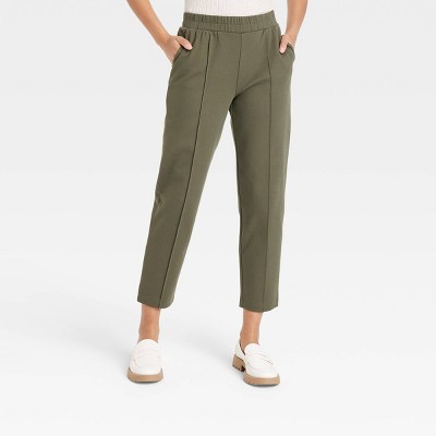 Women's High-rise Regular Fit Tapered Ankle Knit Pants - A New Day™ Olive M  : Target