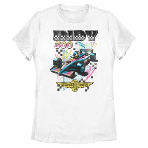 Womens Indy 500 Colorful Racing Car Logo T Shirt - 1 of 4