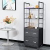 VINGLI Tall 2 Drawer File Cabinet with Lock for Letter Legal Folders, Wood Rolling Filing Cabinets with Shelves for Home Office, Black - 3 of 4
