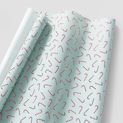 30in 20 sq ft Candy Canes Kraft Gift Wrap Mint Green - Wondershop™