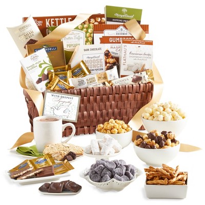 GreatFoods Premier Sweets and Treats Supreme Gift Basket with Sympathy Ribbon