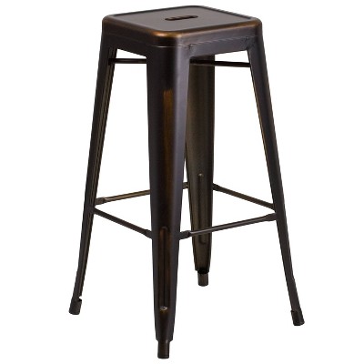 Distressed Copper Metal Barstool Copper - Riverstone Furniture Collection