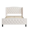 Queen Size Upholstered Platform Bed with Wingback Headboard and Wood Slat Support - 3 of 4