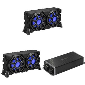 Kicker (2) 51MWLE104 - MWE 10-Inch Loaded Premium Marine Sub Encl w/ Passive Radiator 4ohm & 51KPX5001 Powersports Amp Bundle - 1 of 4