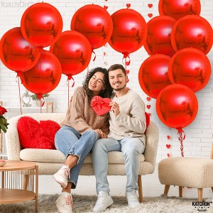 KatchOn, Metallic Red Balloons - 22 Inch, 12 Pieces | 4D Sphere Red Metallic Balloons, Valentines Day Decorations - 1 of 4