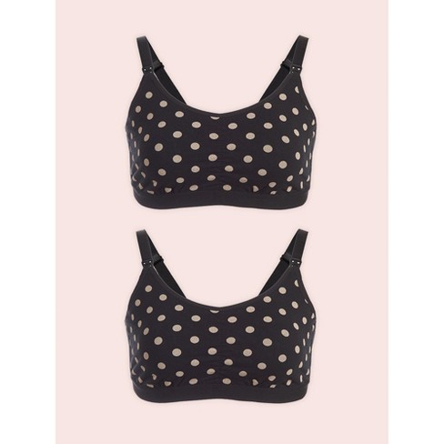 Leading Lady The Blake - Gathered-front Comfort Nursing Bra 2-pack In Black  With Tan Dot 2pk, Size: Small : Target
