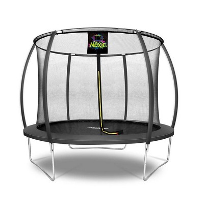 Moxie Trampolines 10' Pumpkin-Shaped Outdoor Trampoline Set with Premium Top-Ring Frame Safety Enclosure - Charcoal