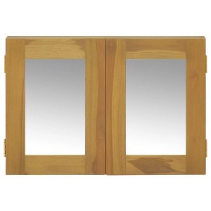 vidaXL Mirror Cabinet with Solid Teak Wood Frame - Hallway Mirror with Additional Storage Space - Wall Mounted Unit - Dimensions: 23.6" x 3.9" x 15.7" - 1 of 4