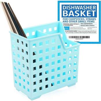 IMPRESA Straw & Chopstick Dishwasher Basket, Dishwasher Holder for Small Utensils, Dishwasher Basket for Washing, Drying, or Storing Small Items, Blue