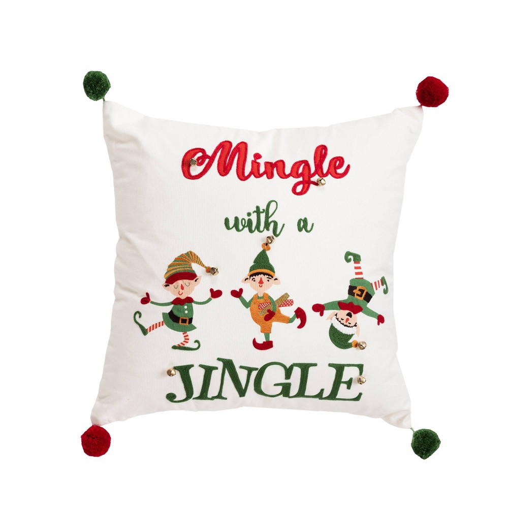 Photos - Pillowcase 20"x20" Oversize 'Mingle with a Jingle' Square Throw Pillow Cover - Rizzy