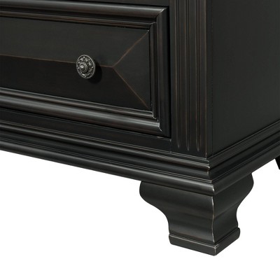 Antique Black 6-Drawer Vertical Chest with Felt Lined Drawers